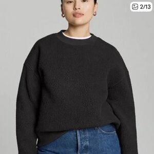 ReNew Everlane Sherpa Fleece Crewneck Oversized Sweatshirt – Black – Medium